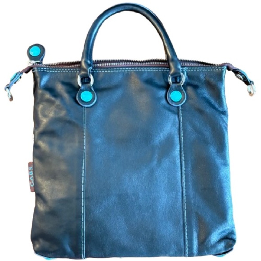 GABS Black Leather Tote Bag Made in Italy